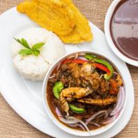 Legume (Vegetable Stew) · Served with choice of rice and Black bean sauce (Sos Pwa Nwa):
choice of rice: White rice or...
