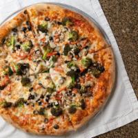 Veggie Lover'S Pizza · Tomatoes, mushrooms, green peppers, onions, broccoli and olives.