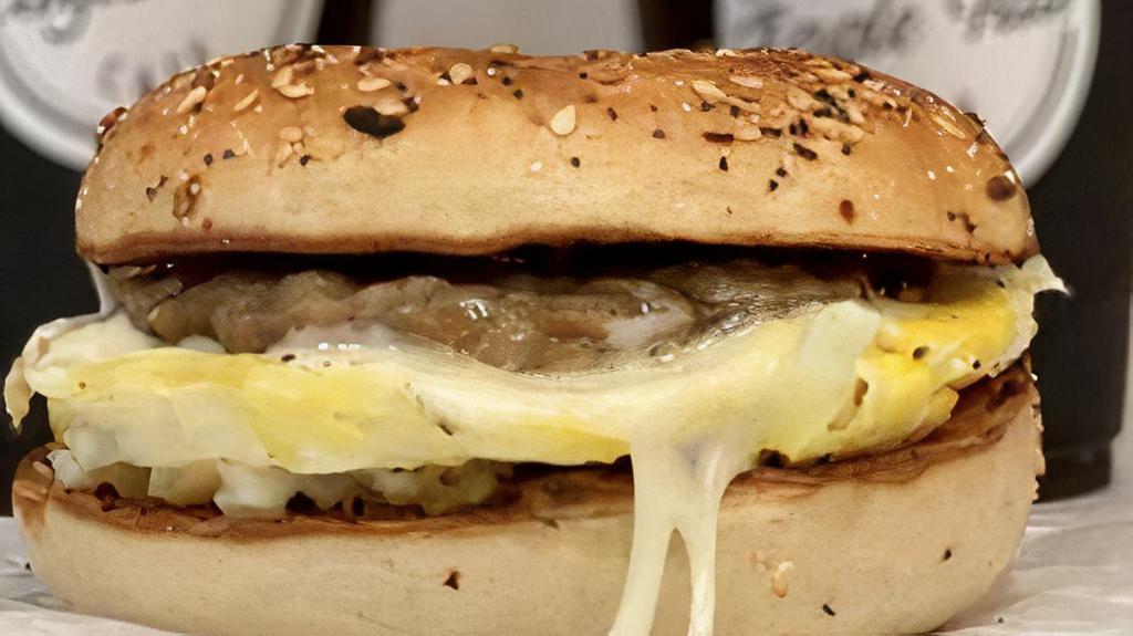 Egg & Cheese With Sausage · Two eggs and American cheese on your choice of bread.