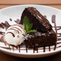The Admiral Brownie · mocha brownie | walnuts | chocolate chips | chocolate sauce
