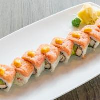 Fire Cracker Roll · California roll topped w/spicy tuna