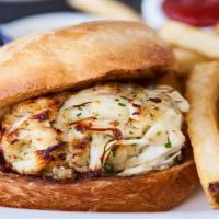 Crab Cake Sandwich · One crab cake, made with real jumbo lump crab meat on a toasted brioche bun.