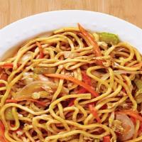 Vegetable Lomein · Stir fried noodles and vegetables.