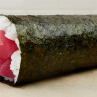 Tuna Makiritto · Plain cut tuna in a handheld sushi roll with seasoned sushi rice wrapped in nori seaweed. On...