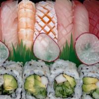 Sushi Deluxe · 9 pcs assorted sushi with California or Tuna roll