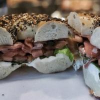 Deluxe Nova Lox · Includes Choice of Cream Cheese, Capers, Lettuce, Tomatoes, and Onions.  Does not include eg...