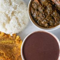 Lalo (Jute Leaves) Only Friday And Saturday · rice/beans or white rice with bean sauce
ONLY FRIDAY &SATURDAY
