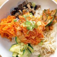 Kimchi Bibimbap · Soybean sprout, Carrot, Eggplant, Zucchini, Cucumber, Kimchi
