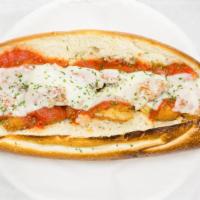 Chicken Parmigiana Grinder · Hoagie served on an Italian roll with tomato, lettuce, onions, and choice of cheese and spre...