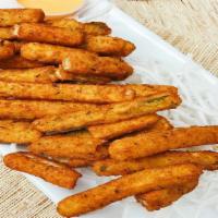Fried Zucchinis · Super crispy, deep fried to golden brown perfection