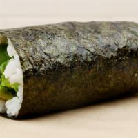 Avocado Makiritto · Mini Sushi-Nori Burrito with avocado.
1 free complimentary side of sauce.