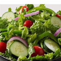 Garden Salad Large · Heart of romaine lettuce with sliced cucumber, red onion, lump tomato, and hot pepper.