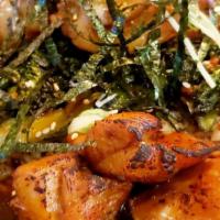 Teriyaki · garlic roasted broccolini, roasted sesame seeds, rice