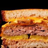 Patty Melt · American, griddled burger, sliced deli pickles, caramelized onion, burger sauce