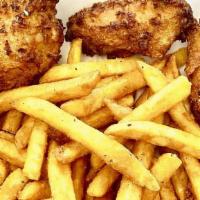 Chicken Wings Dinner · Fried chicken wings cook nice golden brown 
Served with Jasmin rice or French fries
Served w...