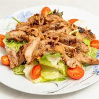 Green Salad With Grilled Chicken · Lettuce,Spring Mix,Tomato,Grill Chicken On Top.
Choice: Ginger dressing, Sesame dressing, Sp...