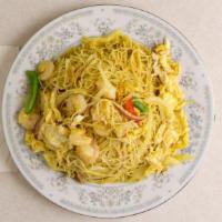 Singapore Rice Noodles · Spicy. Fine rice noodles flavored with curry Choice of chicken, beef, pork, shrimp or vegeta...