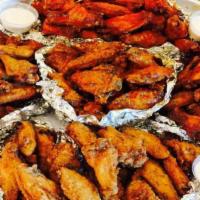 Chicken Wingette Platter (6 Pcs.) · Fried wingettes with your choice of sauce, served with your choice of two side dishes and ch...