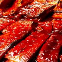 Bbq Rib Platter (5 Pcs.) · Five bbq pork ribs with your choice of two side dishes and choice of cornbread or biscuit.