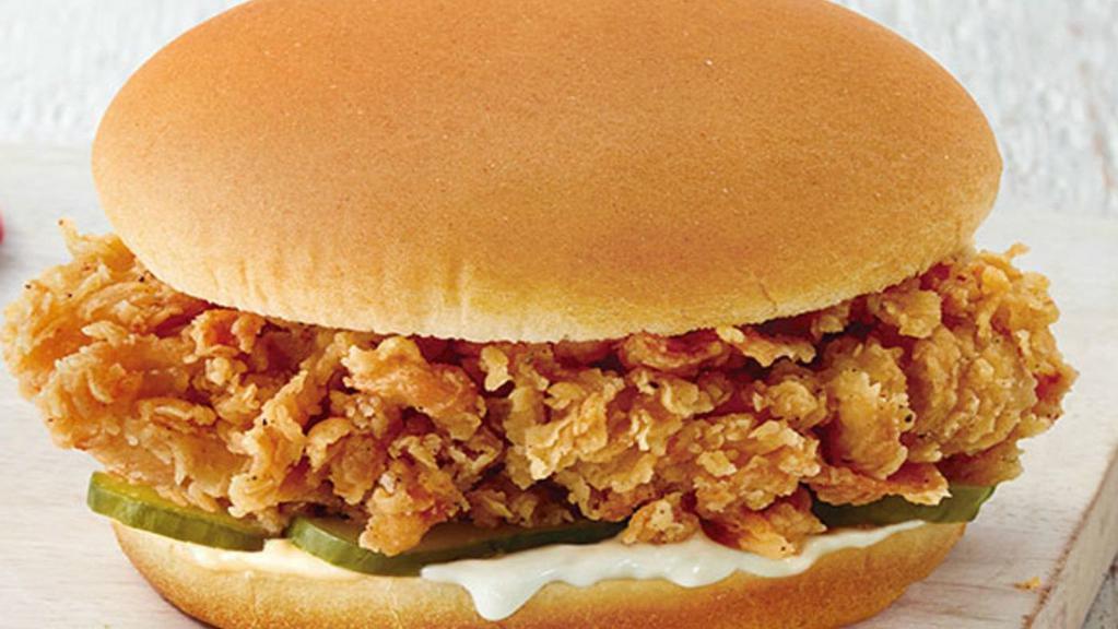 Classic Chicken Sandwich · Fried chicken breast on a toasted brioche bun.