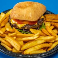 1/2 Lb Cheeseburger Dinner · Served with choice of two: rice, French fries, onion rings, curly fries, steak fries, colesl...