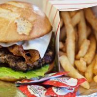 * Sweetie'S Burger · All-natural Angus burger broiled with caramelized onion, roasted red pepper and Gorgonzola c...