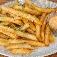 Truffle Parmesan Fries · Served with Spicy truffle aioli, fresh parsley