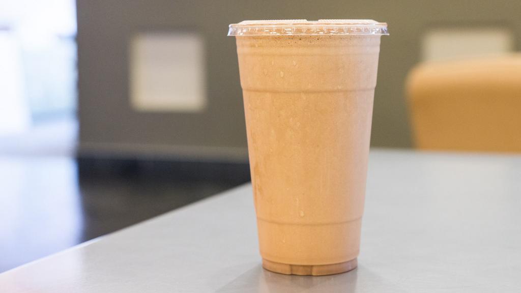 The Dirty Peanut (Andrew'S Arsenal) · Two scoops chocolate protein, peanut butter, banana, ten ounces of skim milk and ice.