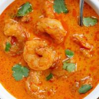 Shrimp Mad Rush · Shrimp,  Mad Rush spices: Coconut, onion, tomato, and curry leaves.