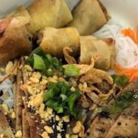 Vietnamese Fried Spring Roll & Grilled Pork Over Vermicelli · 