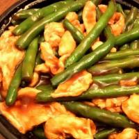 Chicken With String Beans · Served with rice.