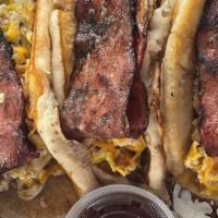 Breakfast Tacos · 3 pancake tacos filled with eggs cheese and choice of meat