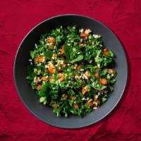 Tabouleh Parsley Salad · Finely chopped parsley with fada, tomato, onions, and lemon olive oil dressing