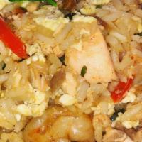 Seafood Fried Rice Bowl · Contains: salmon and shrimp