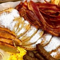 Breakfast In The Bed Box · Delicious breakfast with a little of everything; 10 petit pancakes, 10 eggs scrambled, 10 sa...