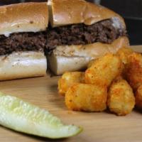 Philly Cheese Steak & Tots Or Fries · With tots/fries and ketchup.