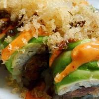 High Street Roll · spicy tuna, scallions, avocado, tempura crunch, eel sauce