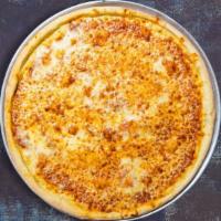 Cheesy Clique Pizza · Fresh tomato sauce, shredded mozzarella and extra-virgin olive oil baked on a hand-tossed do...