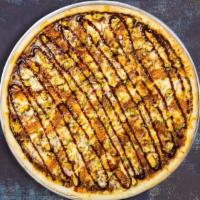 Bbq Jocks Chicken Pizza · Barbecue sauce, juicy chicken, mozzarella, marinara, chopped garlic, fresh basil, and extra ...