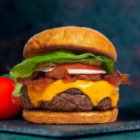 Bacon Of Hope Burger · American beef patty topped with melted cheese, multiple layers of crispy bacon, lettuce, tom...