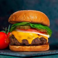 Say Cheese! Burger · American beef patty topped with melted cheese, lettuce, tomato, onion, and pickles. Served o...