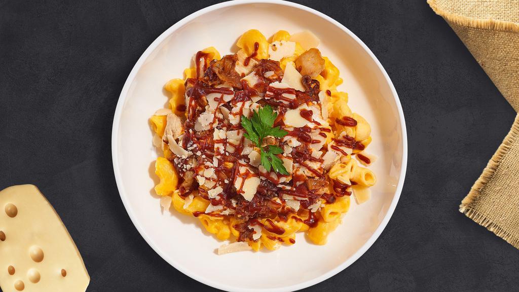 Be You Bbq Chicken Mac · Caramelized onions, bbq cheese sauce, and roasted chicken cooked in a blend of creamy cheese.