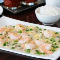 Shrimp With Lobster Sauce · Served with white rice or brown rice.