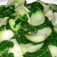 Sauteed Baby Bok Choy With Minced Garlic · Served with choice of rice.