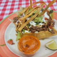 Taco Bowl Supreme  · crispy tortilla bowl, filled with mexican rice, refried beans, Mexican cheese, your favorite...