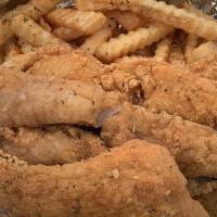 Fried Fish With Fries · Fried golden crisp whiting with French fries.