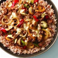 Chicken Number 9 Bowl Large · Chicken, Onions, Peppers, Mushrooms, American Cheese. Served over our Rice & Grains Blend wi...