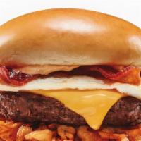 Breakfast Burger  · Fried egg , hash brown , bacon , ketchup.