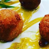 Hushpuppies · Corn, celery, and onion with curry aioli