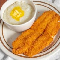Fish With 2 Eggs  And Grits · 